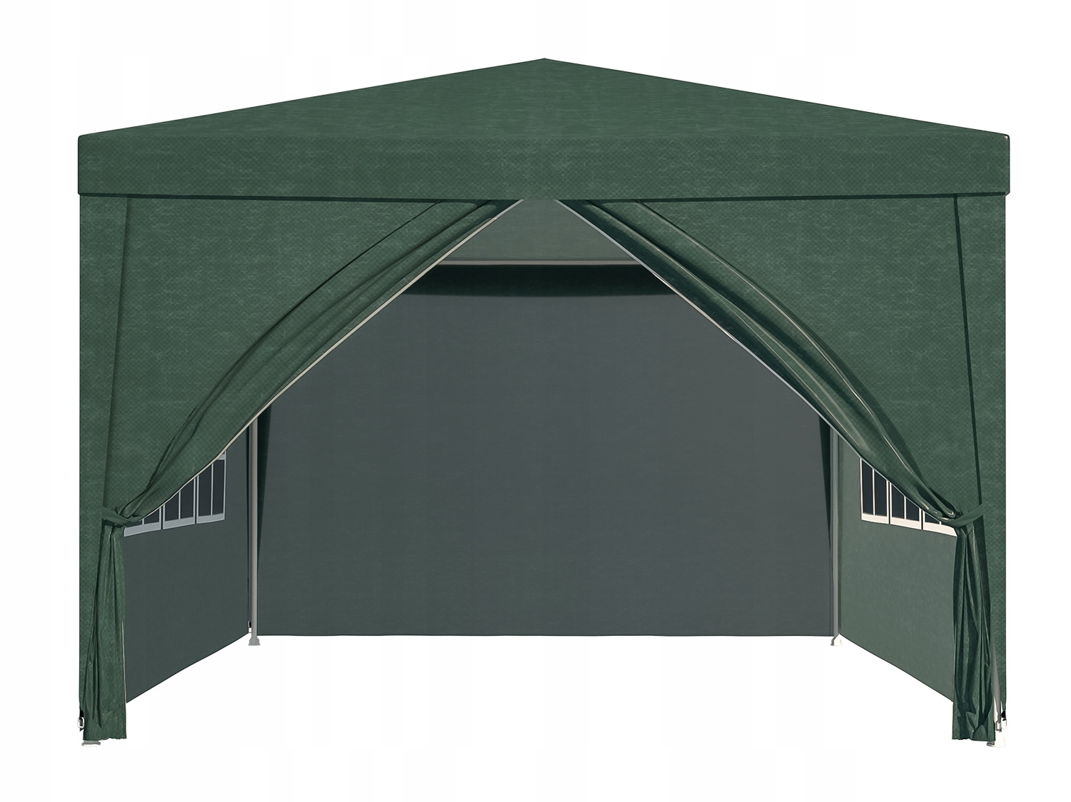Cort pavilion de gradina, 300x300 cm, cu 4 pereti laterali cu ferestre, impermeabil cu rezistenta UV, verde