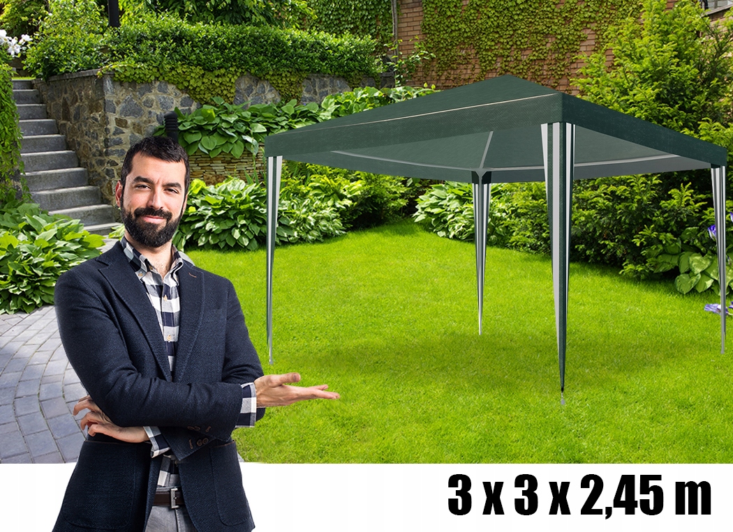 Cort pavilion de gradina 3x3 m impermeabil, cu protectie UV, verde