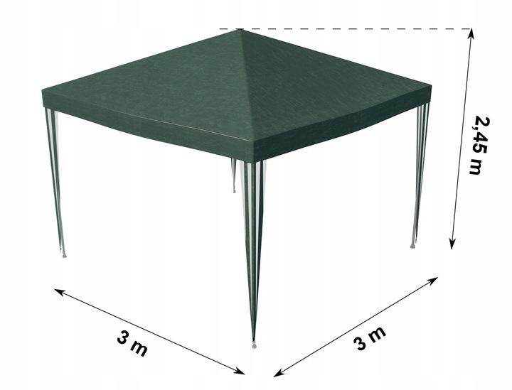 Cort pavilion de gradina 3x3 m impermeabil, cu protectie UV, verde