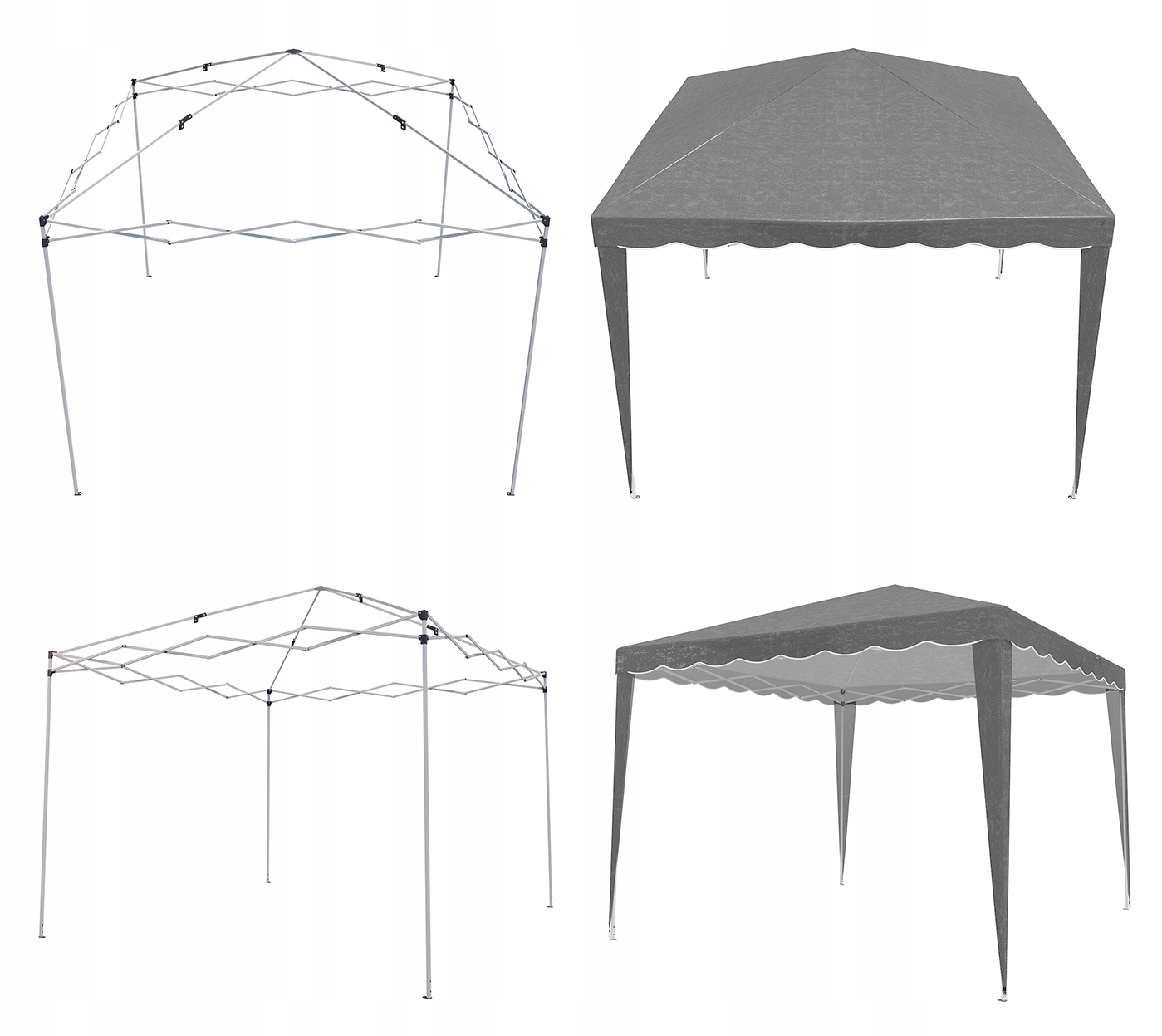 Cort pavilion de gradina pliabil automat pop-up, impermeabil, cu protectie UV, 300x300cm, gri