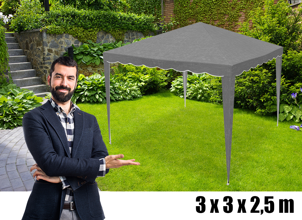 Cort pavilion de gradina pliabil automat pop-up, impermeabil, cu protectie UV, 300x300cm, gri