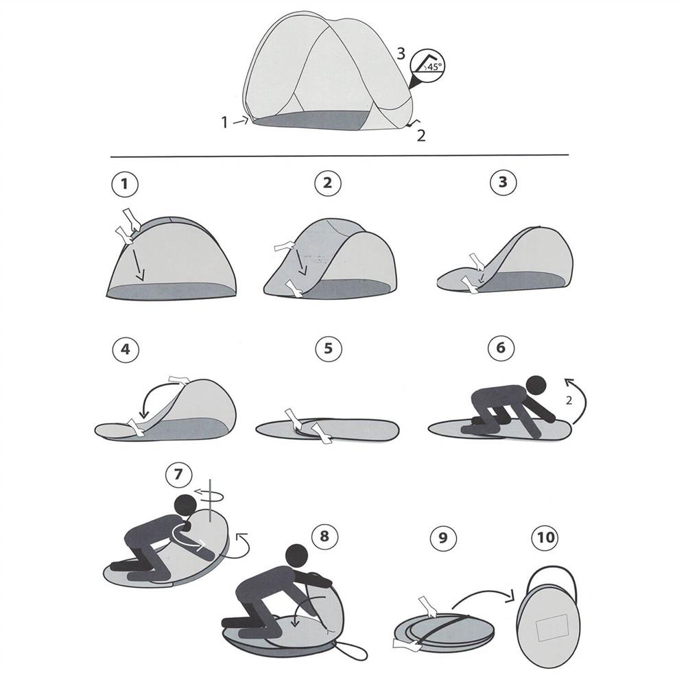 Cort de plajă și picnic pop-up Sersimo, protecție UV, 150x90x90 cm