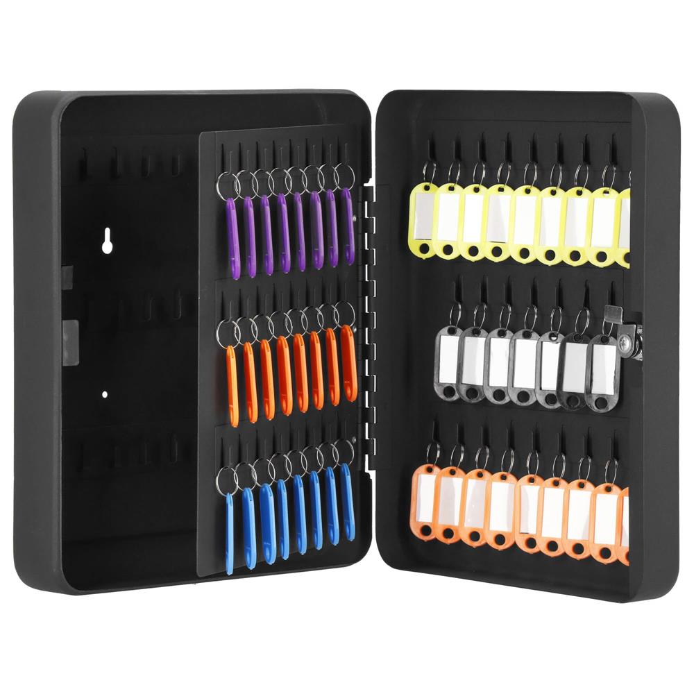 Cutie metalica pentru 100 chei din otel, cu inchidere, 30x24x7 cm, neagra