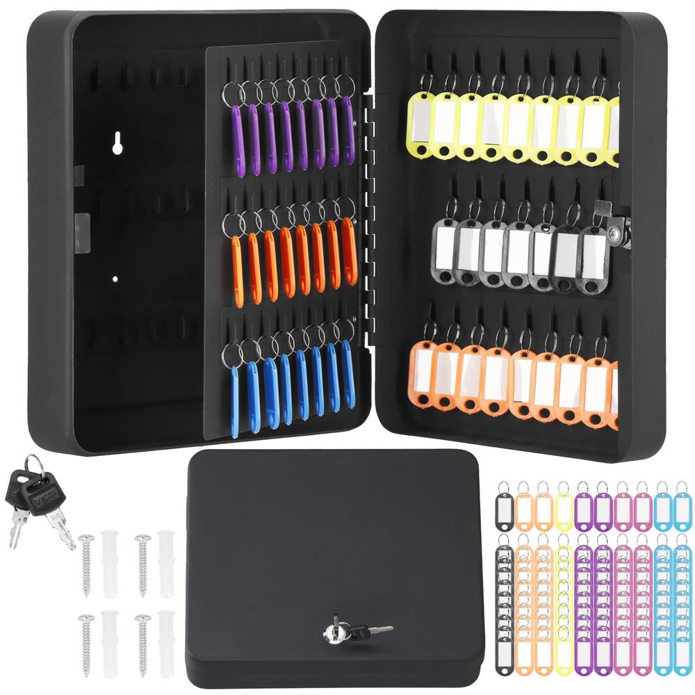 Cutie metalica pentru 100 chei din otel, cu inchidere, 30x24x7 cm, neagra