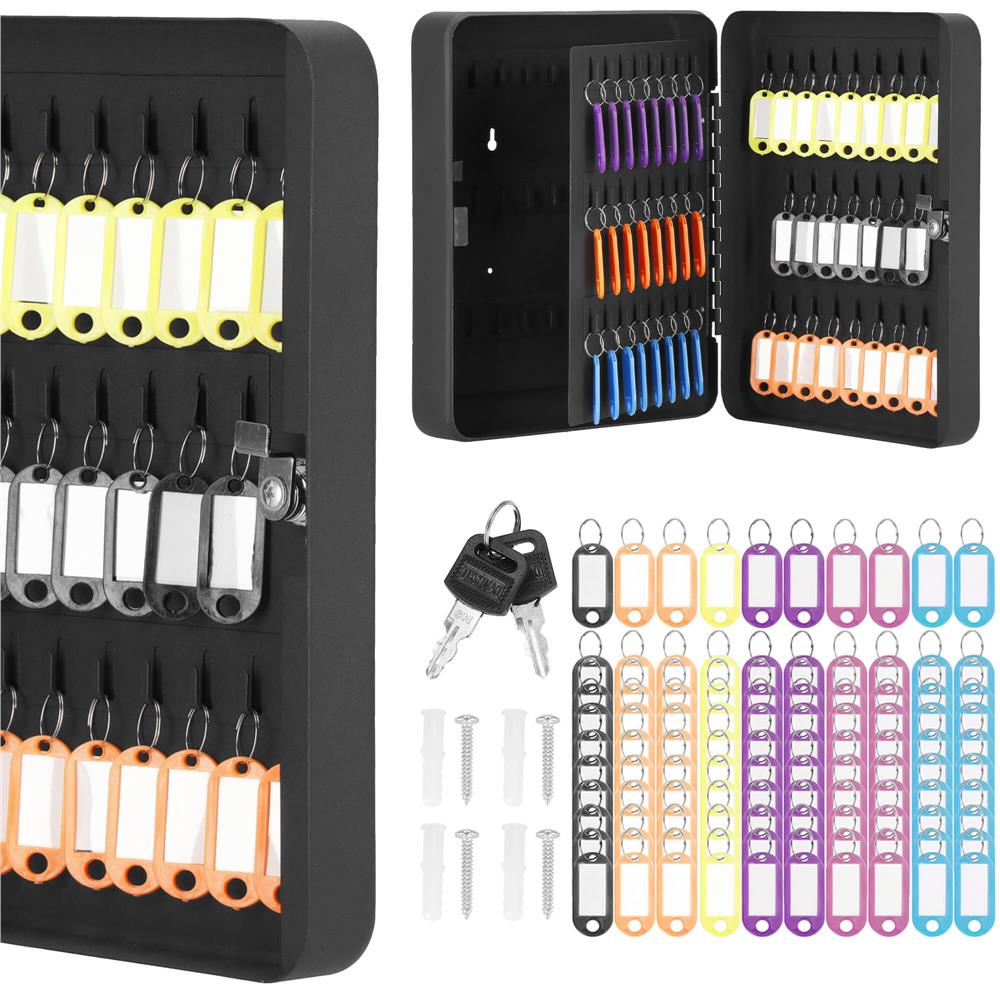 Cutie metalica pentru 100 chei din otel, cu inchidere, 30x24x7 cm, neagra