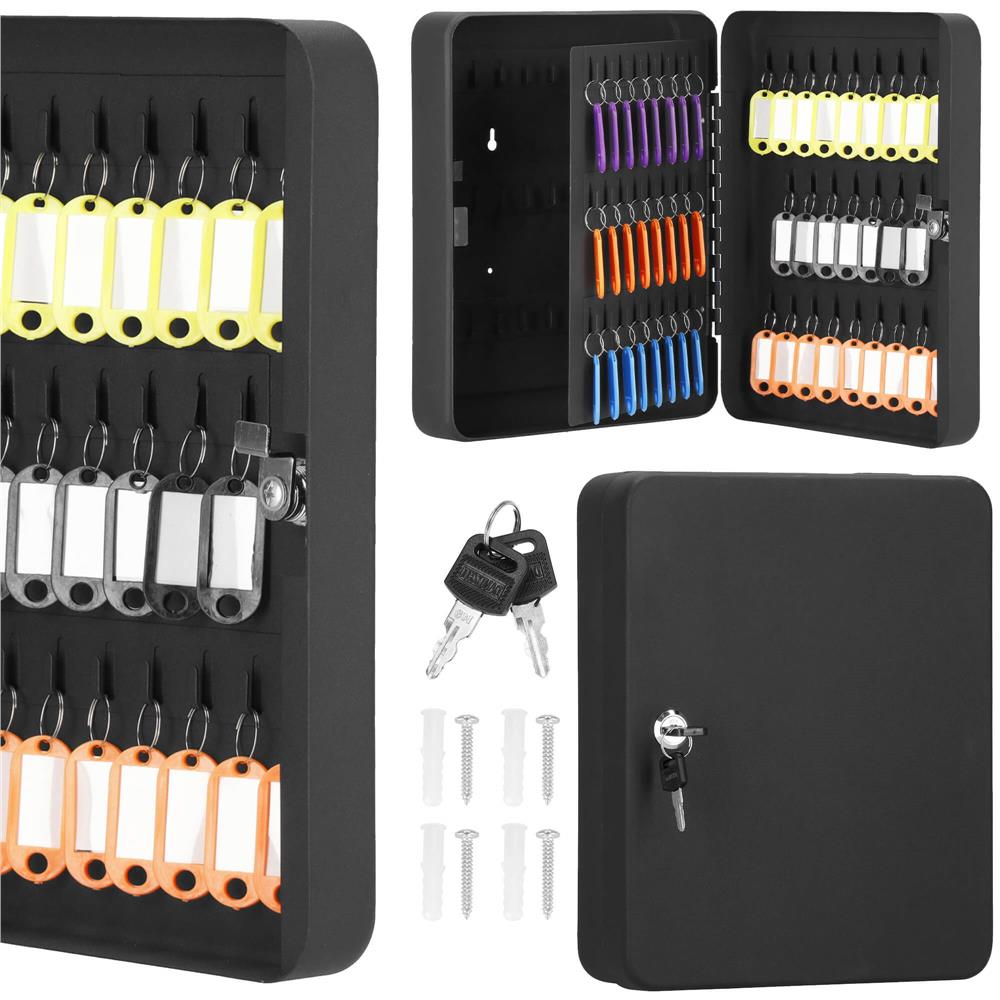 Cutie metalica pentru 100 chei din otel, cu inchidere, 30x24x7 cm, neagra