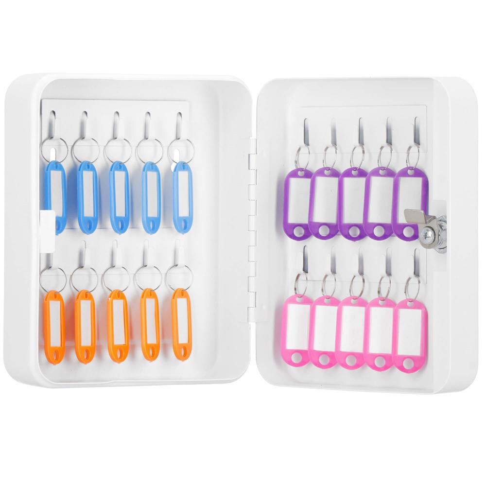 Cutie metalică pentru 20 chei din oțel, cu închidere, albă