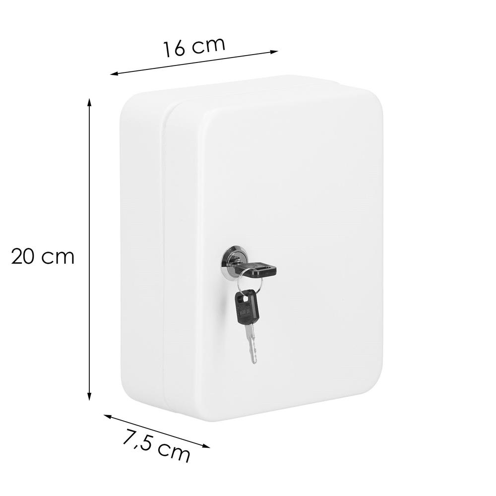 Cutie metalică pentru 20 chei din oțel, cu închidere, albă