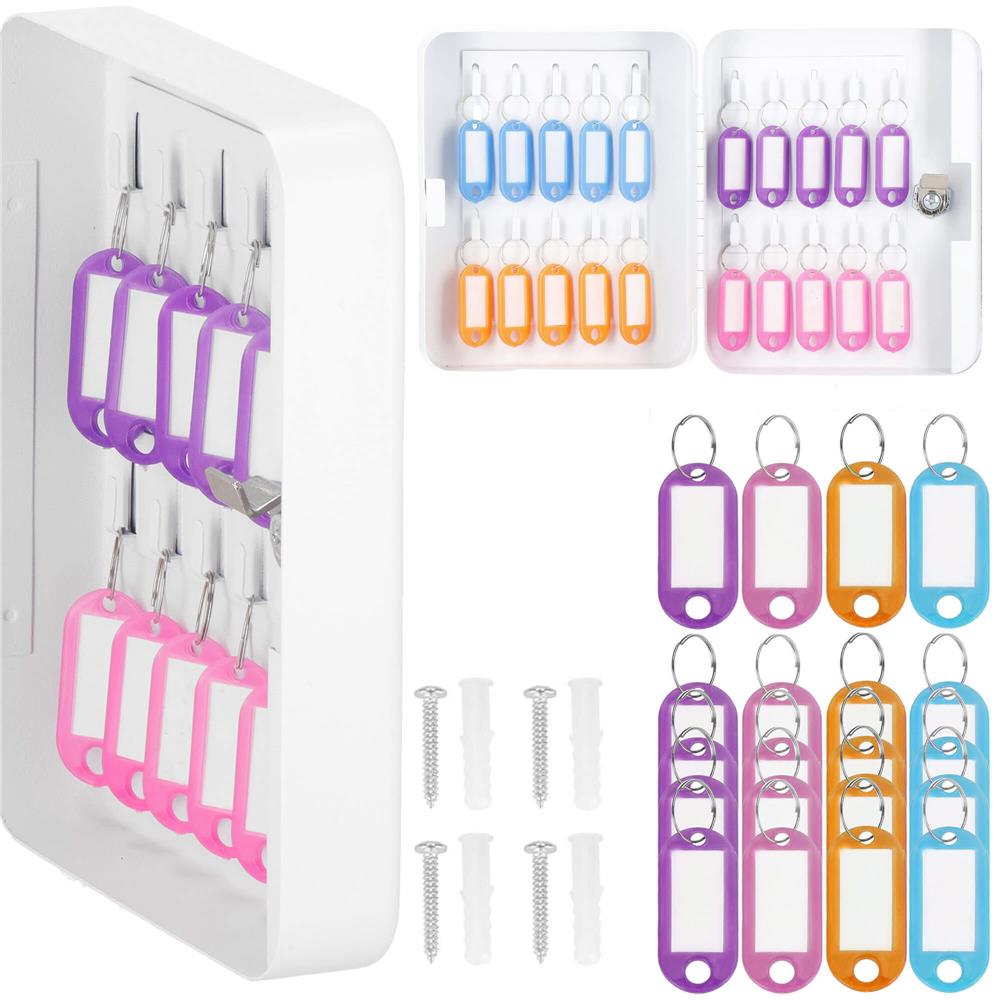 Cutie metalică pentru 20 chei din oțel, cu închidere, albă