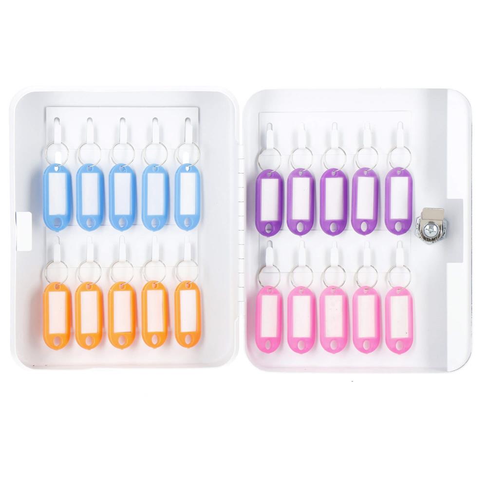 Cutie metalică pentru 20 chei din oțel, cu închidere, albă