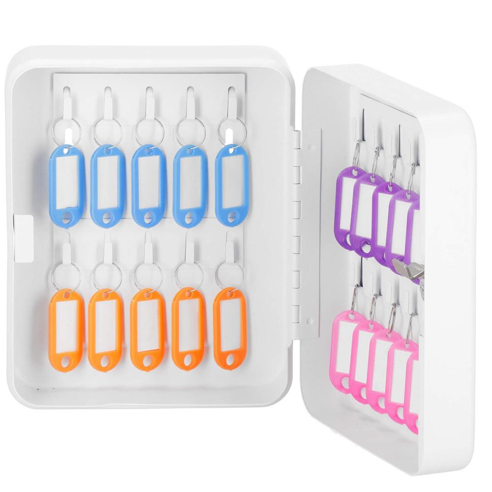 Cutie metalică pentru 20 chei din oțel, cu închidere, albă