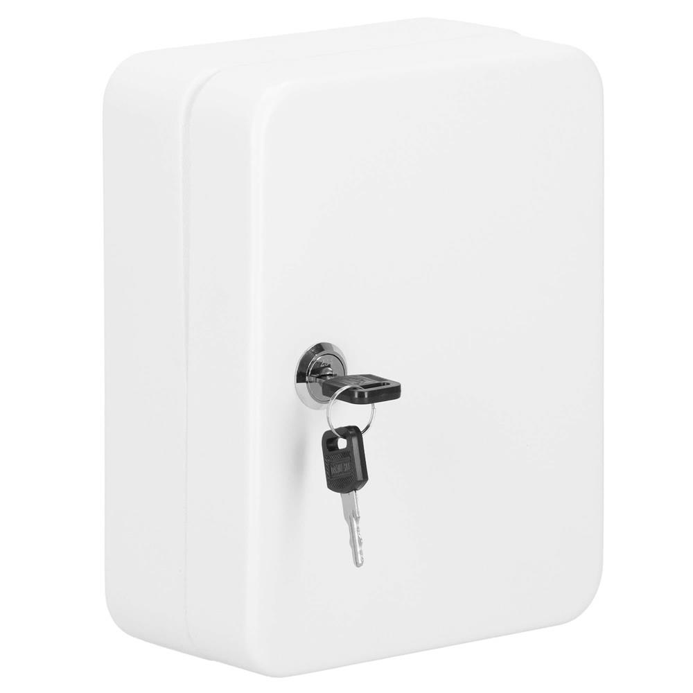 Cutie metalica din otel pentru 48 chei, alba, cu inchidere si brelocuri