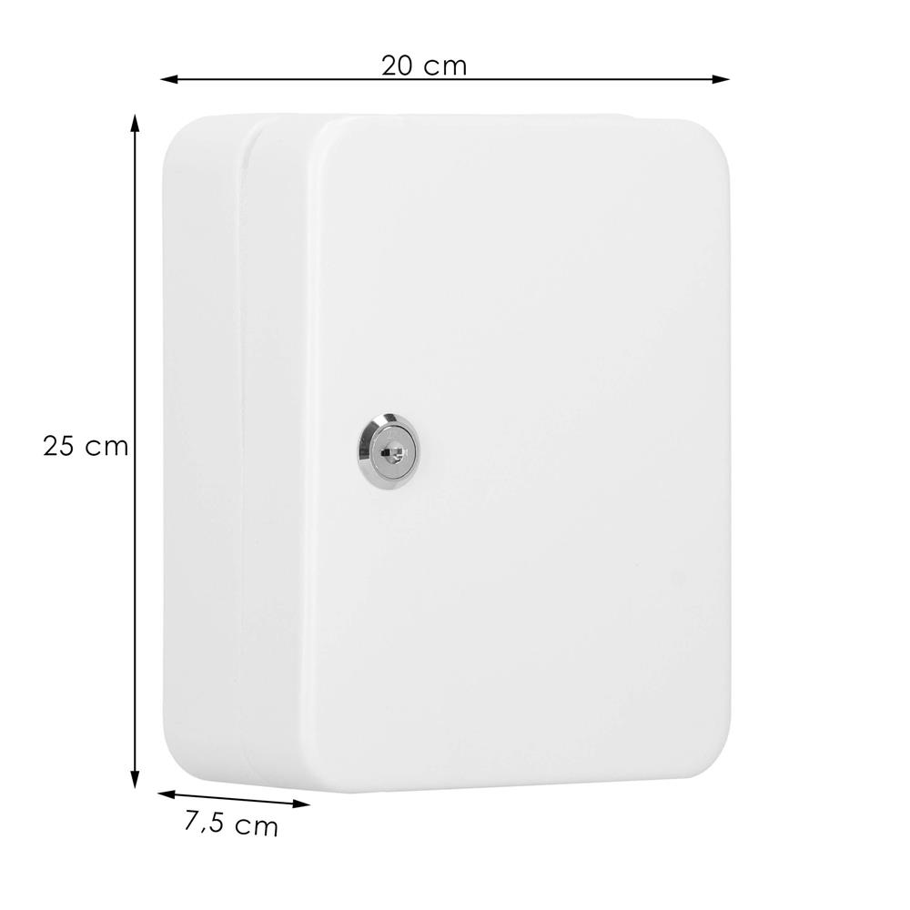 Cutie metalica din otel pentru 48 chei, alba, cu inchidere si brelocuri