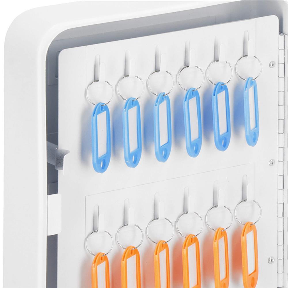 Cutie metalica din otel pentru 48 chei, alba, cu inchidere si brelocuri