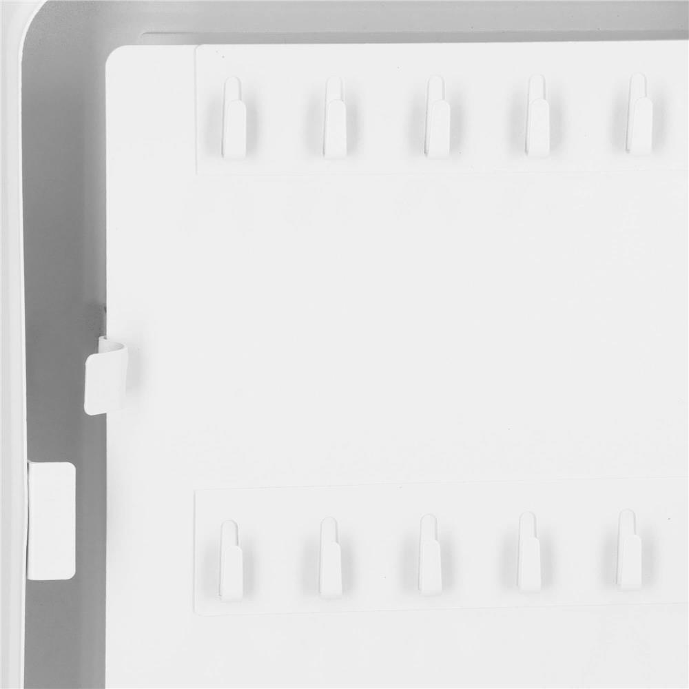 Cutie metalica din otel pentru 48 chei, alba, cu inchidere si brelocuri