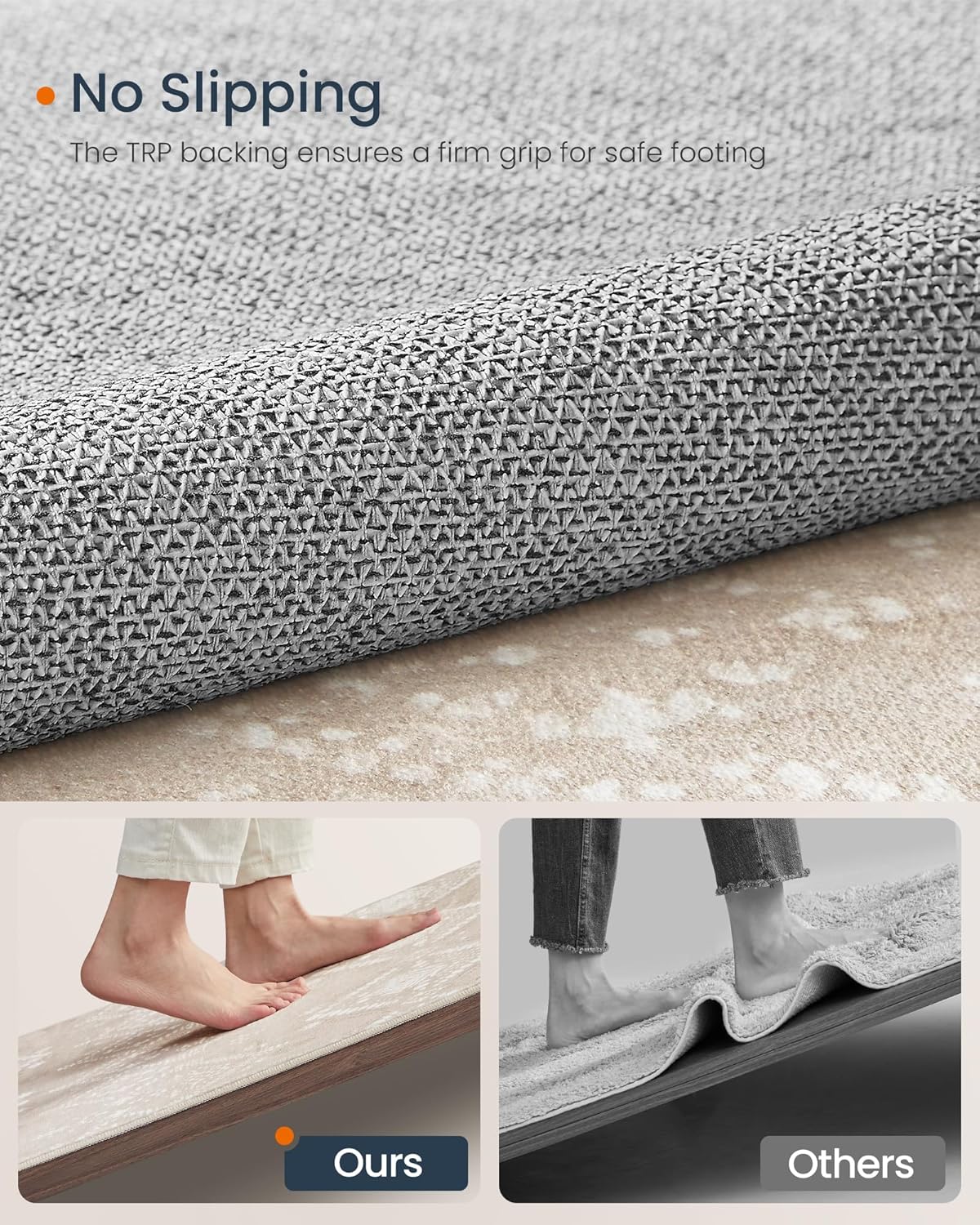 Covor decorativ boho antiderapant lavabil, 120x170 cm, bej cappuccino