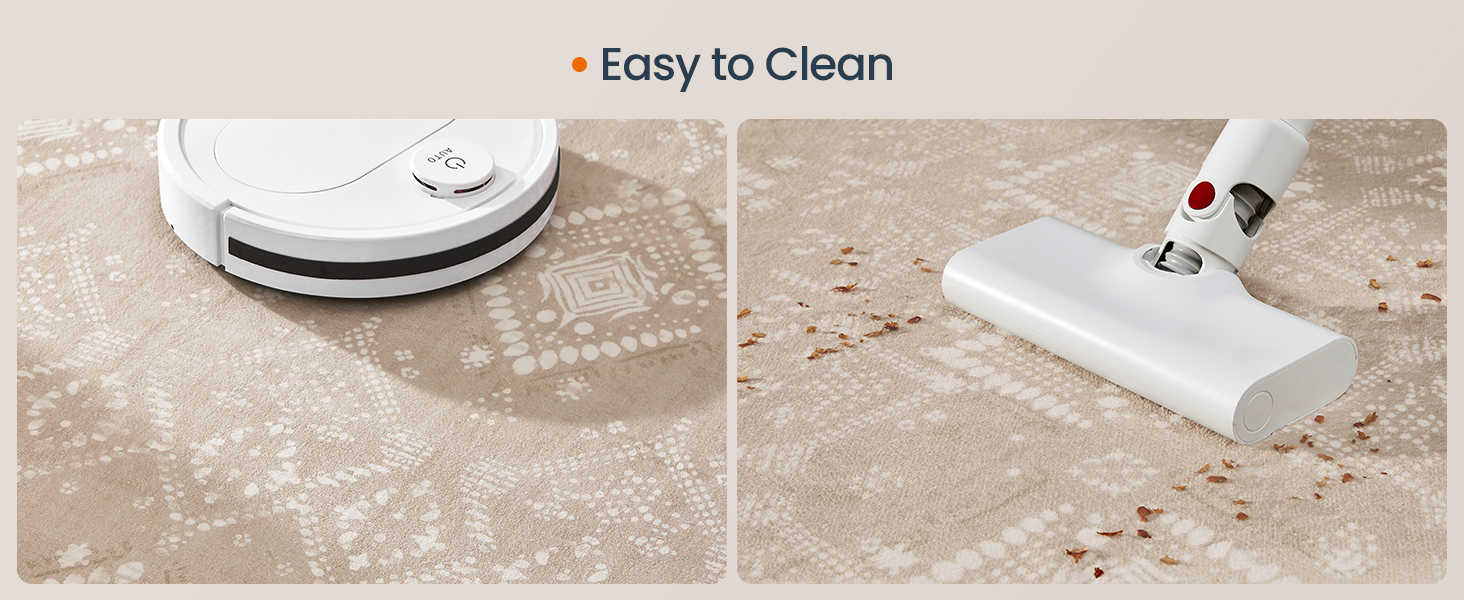 Covor decorativ boho antiderapant lavabil, bej cappuccino, 80x150 cm