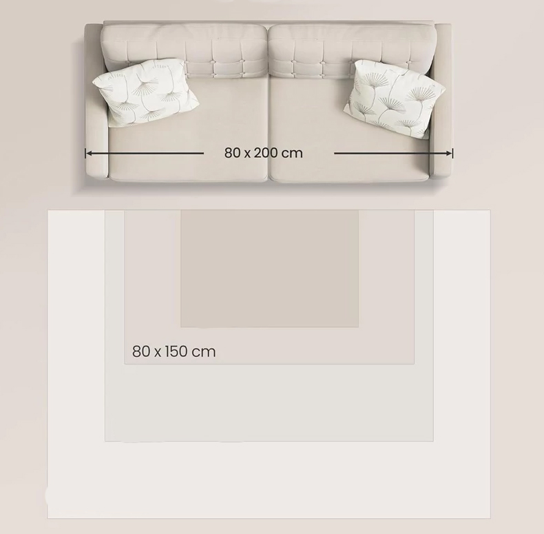 Covor decorativ boho antiderapant lavabil, bej cappuccino, 80x150 cm