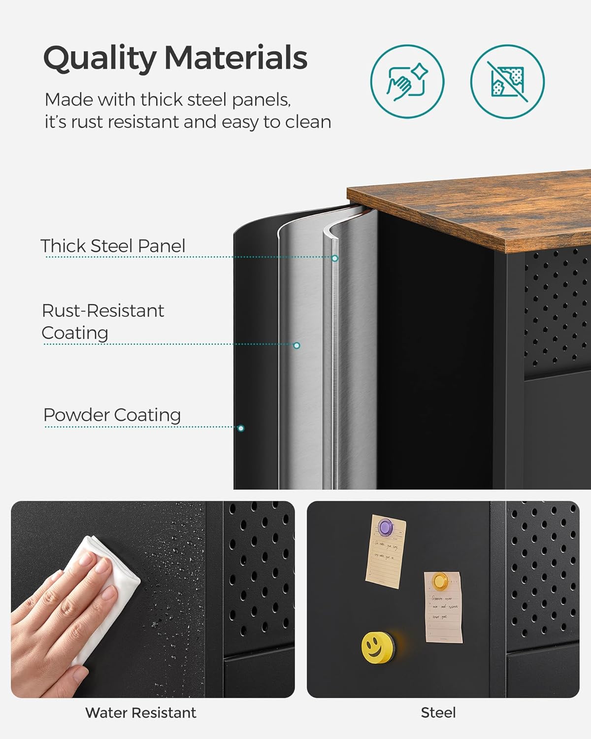 Dulap metalic SONGMICS cu 2 uși și raft reglabil, 80x40x76 cm