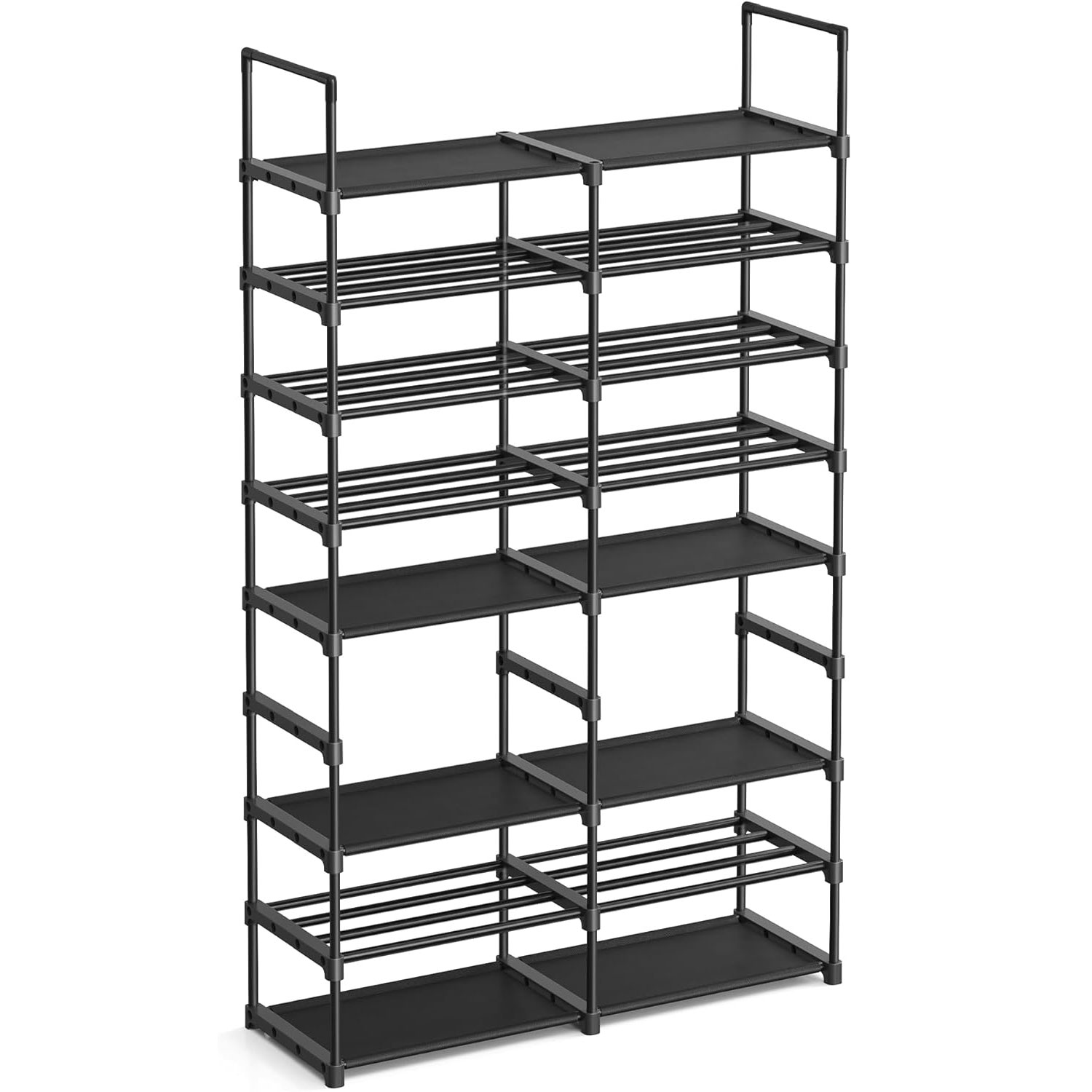 SONGMICS raft pentru pantofi metalic reglabil, 8 niveluri, 32 perechi, negru