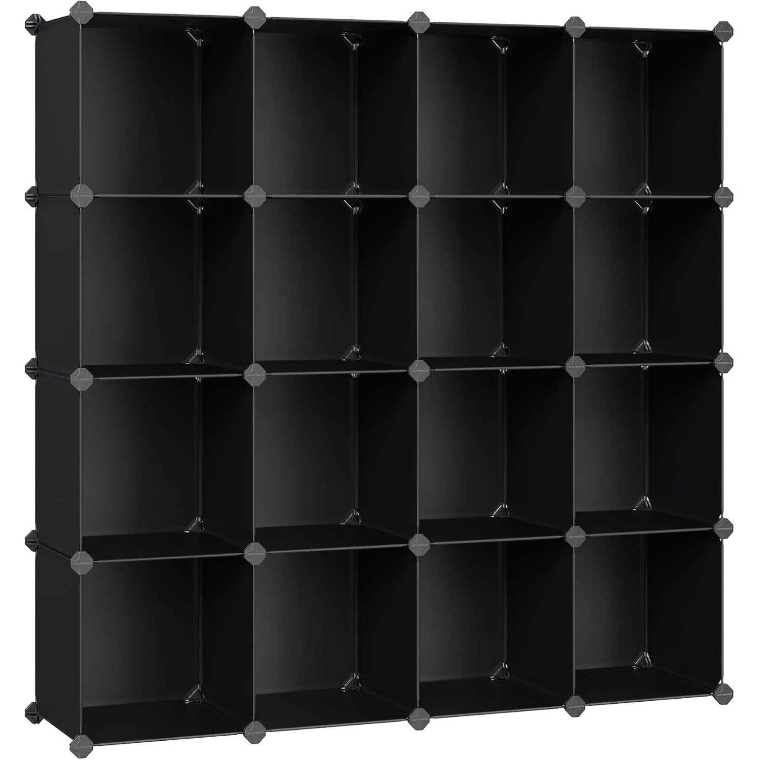 Raft modular Songmics cu 16 cuburi pentru pantofi si haine, negru