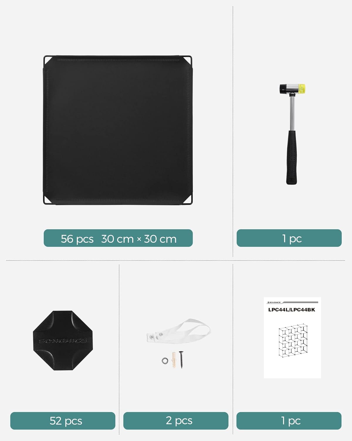 Raft modular Songmics cu 16 cuburi pentru pantofi si haine, negru