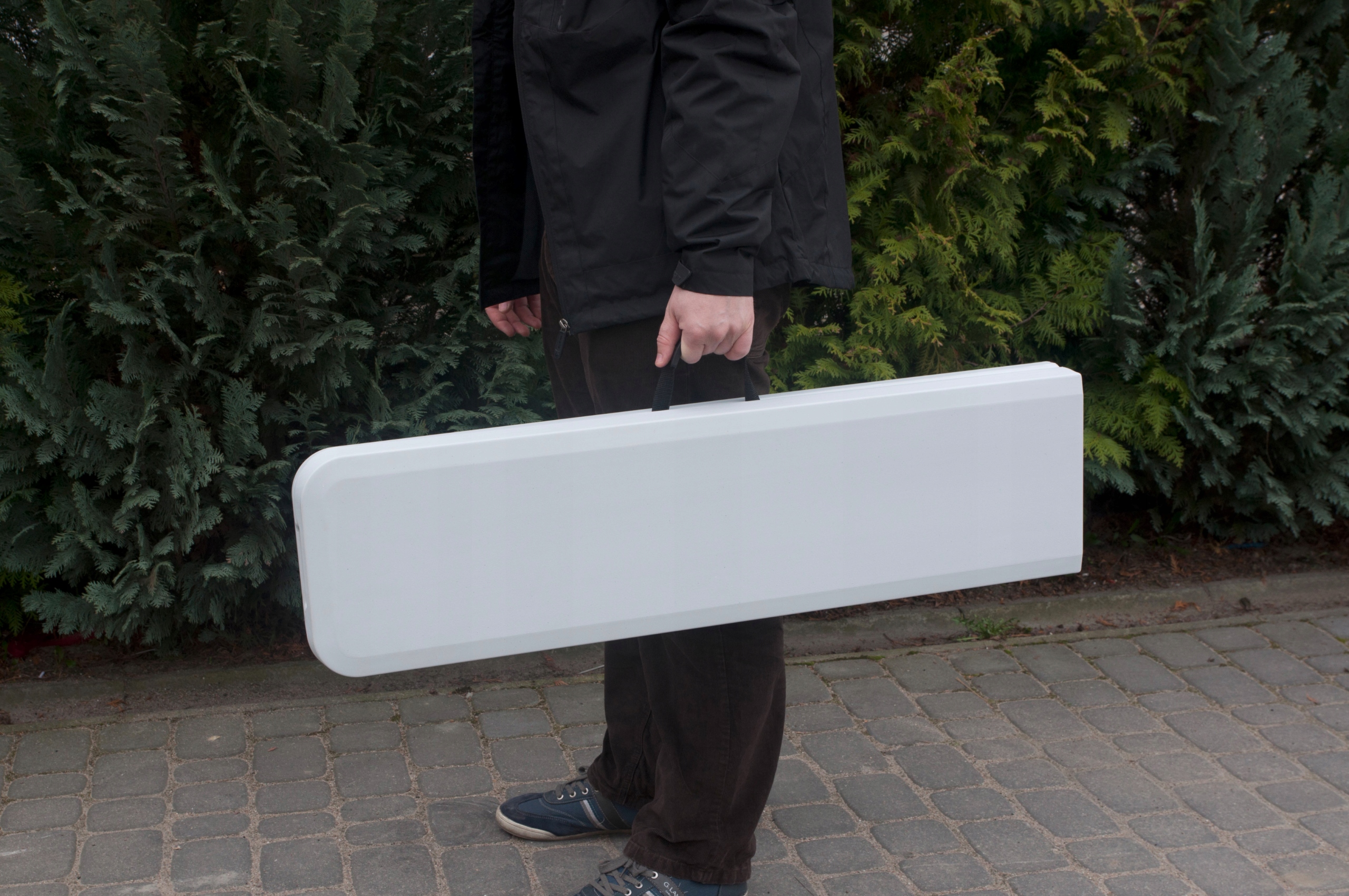 Banca pliabila pentru gradina si catering, HDPE, 180x24,5x42 cm, alba