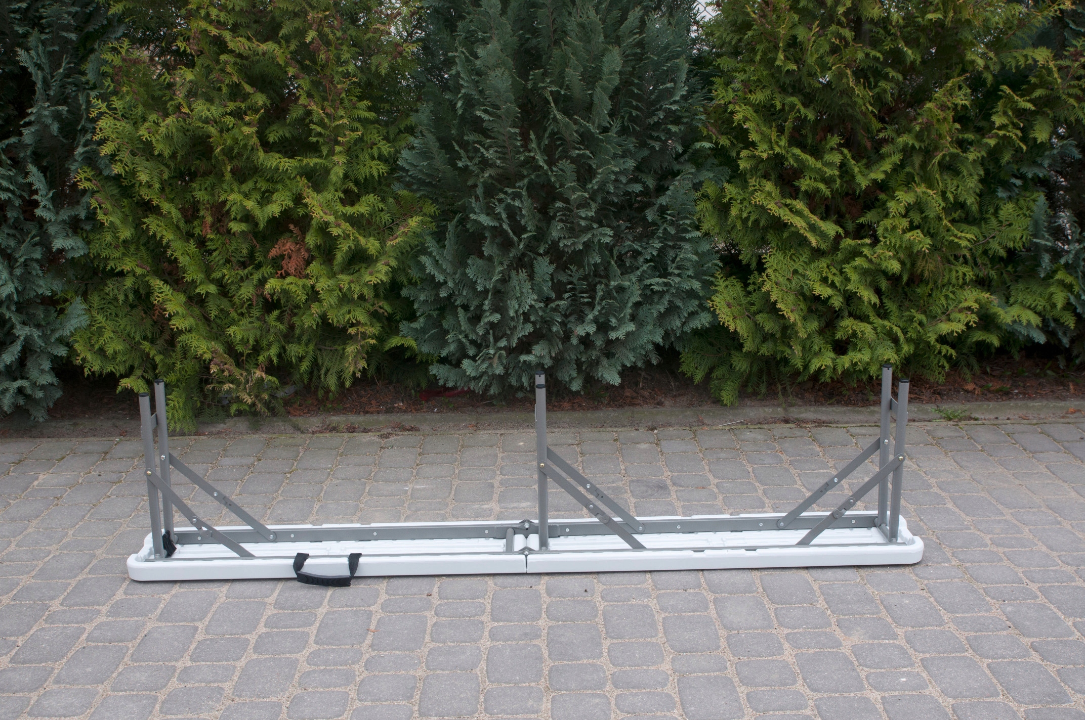 Banca pliabila pentru gradina si catering, HDPE, 180x24,5x42 cm, alba