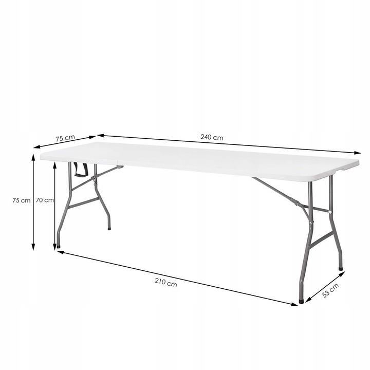 Masa pliabila dreptunghiulara multifunctionala 240x75x74 cm, alba