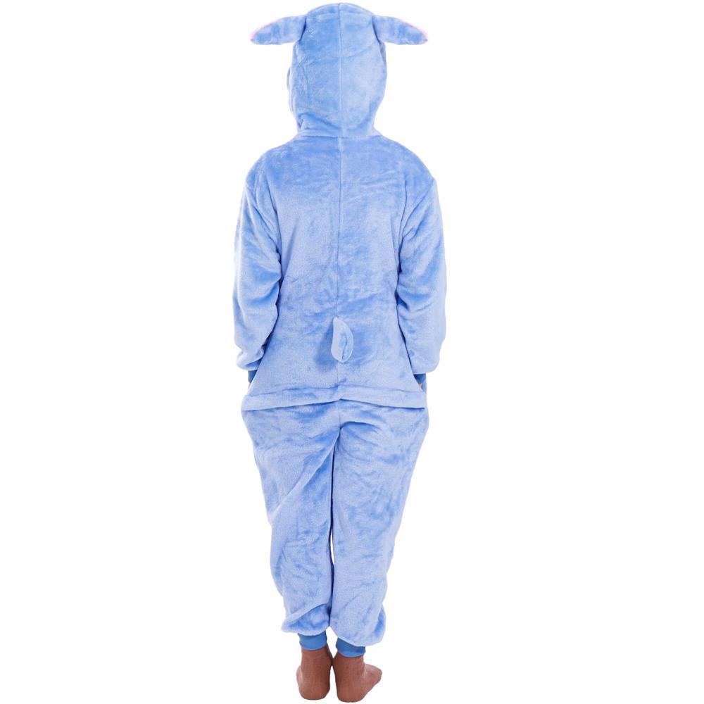 Pijama salopeta pentru copii Stitch, pufoasa cu gluga, 120-130 cm