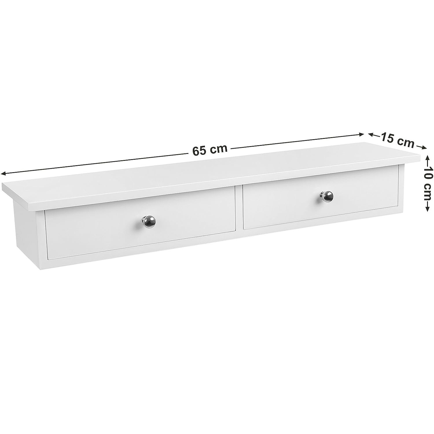 Raft de perete plutitor Songmics cu 2 sertare, MDF, 65 cm, alb