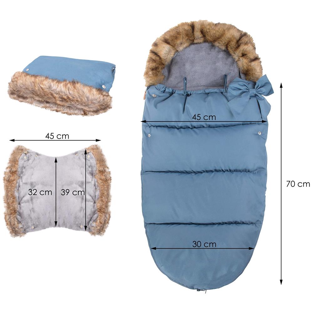 Sac de iarna pentru bebelusi, universal, impermeabil, 90x45 cm, albastru