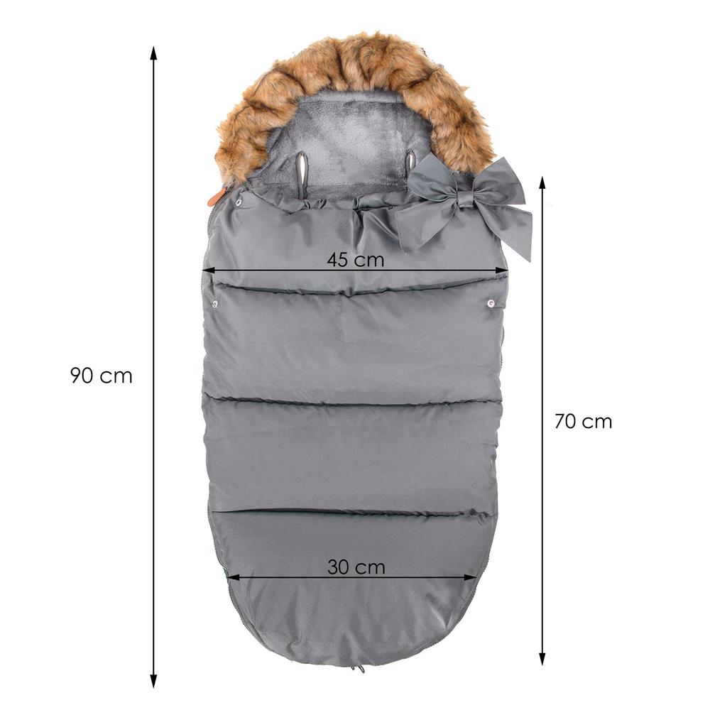 Sac de iarna pentru bebe, universal, impermeabil, 90x45 cm, gri inchis