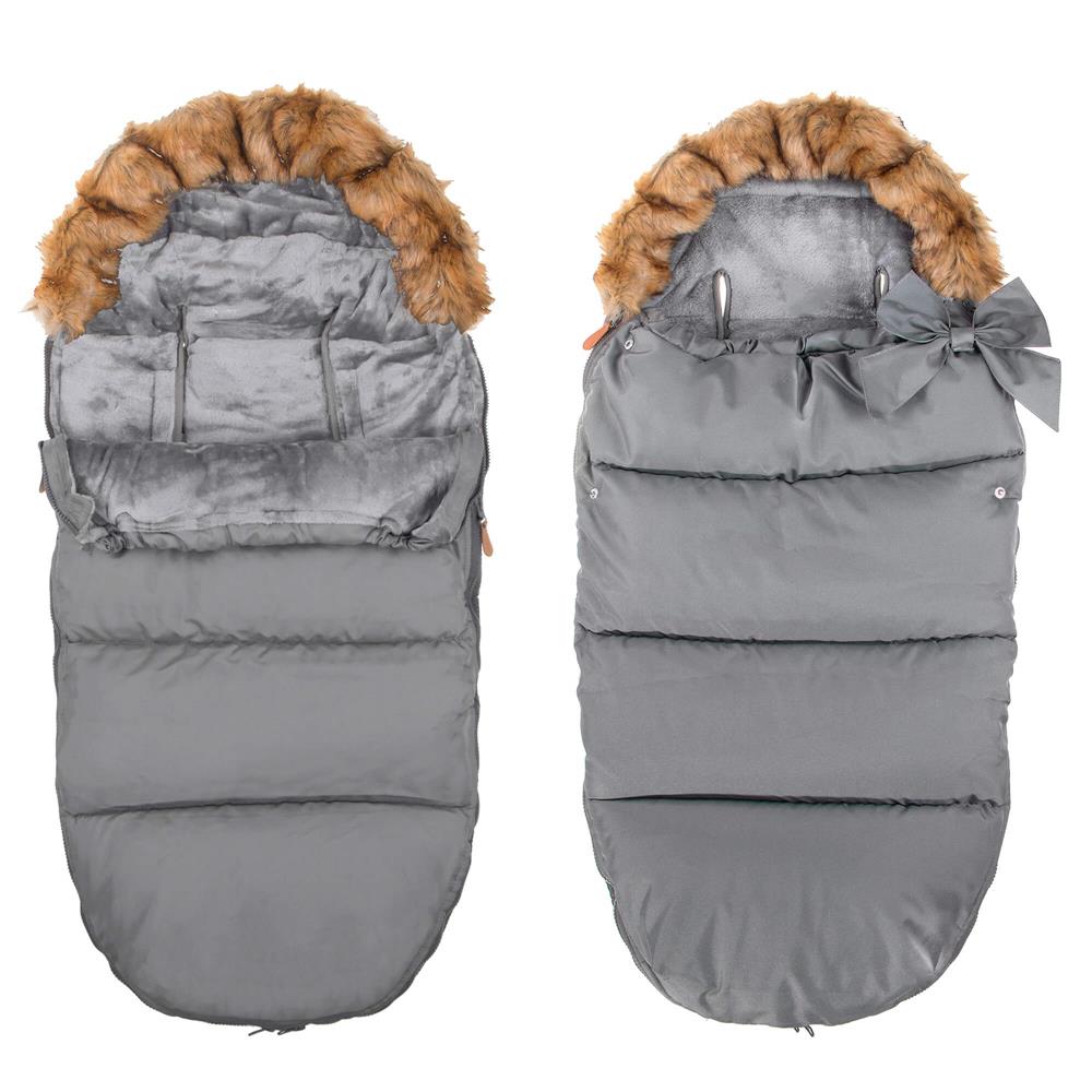 Sac de iarna pentru bebe, universal, impermeabil, 90x45 cm, gri inchis