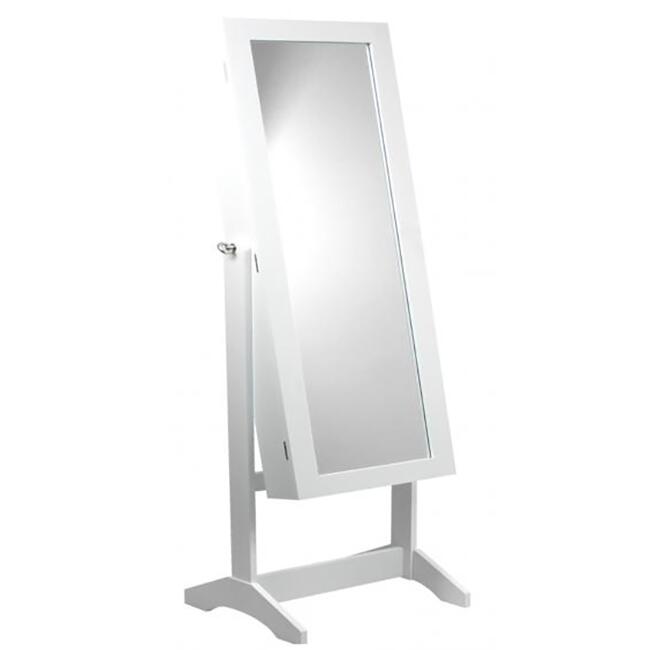 Dulap cu oglindă pentru bijuterii și cosmetice, alb, 35x120 cm