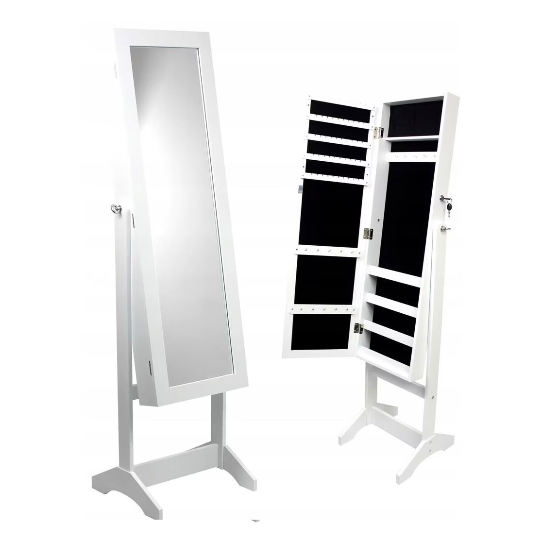 Dulap de bijuterii cu oglindă și spațiu de depozitare, 35x139 cm, alb