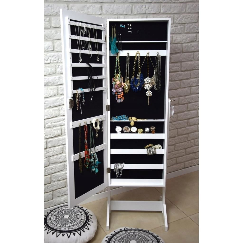 Dulap de bijuterii cu oglindă și spațiu de depozitare, 35x139 cm, alb