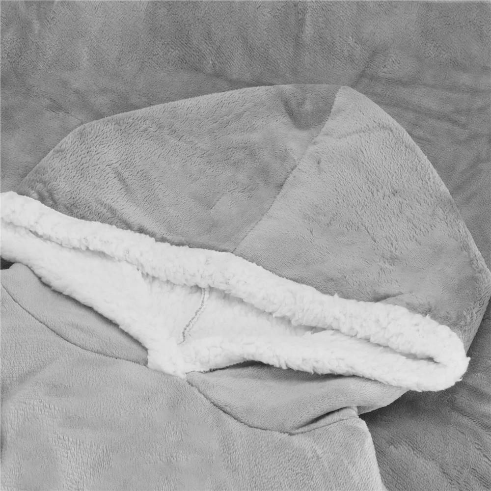 Pătură hanorac gri cu glugă, mâneci și buzunare, marime universală