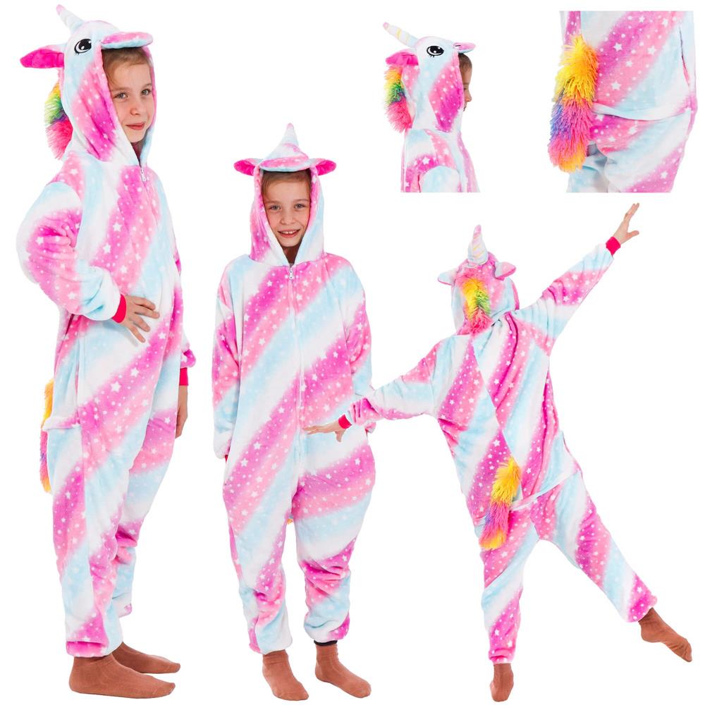 Pijama salopeta unicorn pentru copii, pufoasa, 130-140 cm