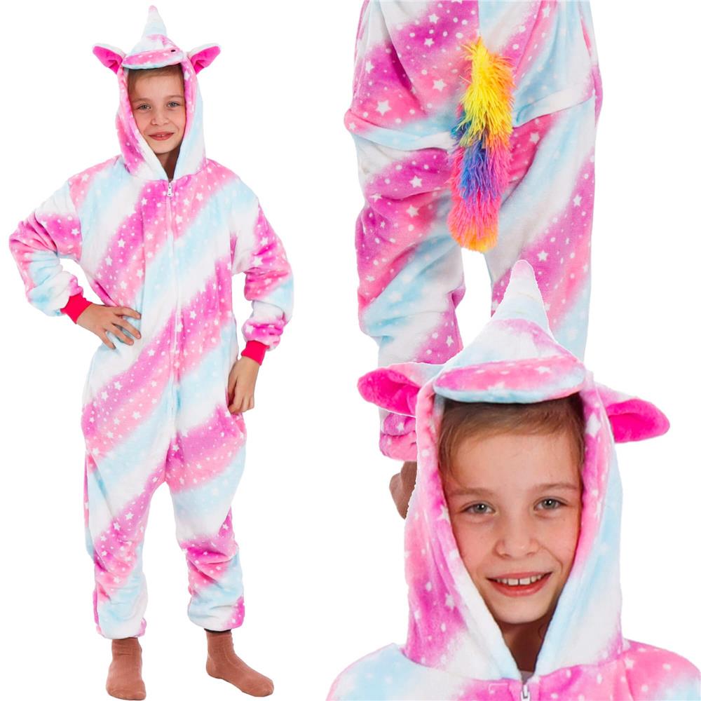 Pijama salopeta unicorn pentru copii, pufoasa, 130-140 cm