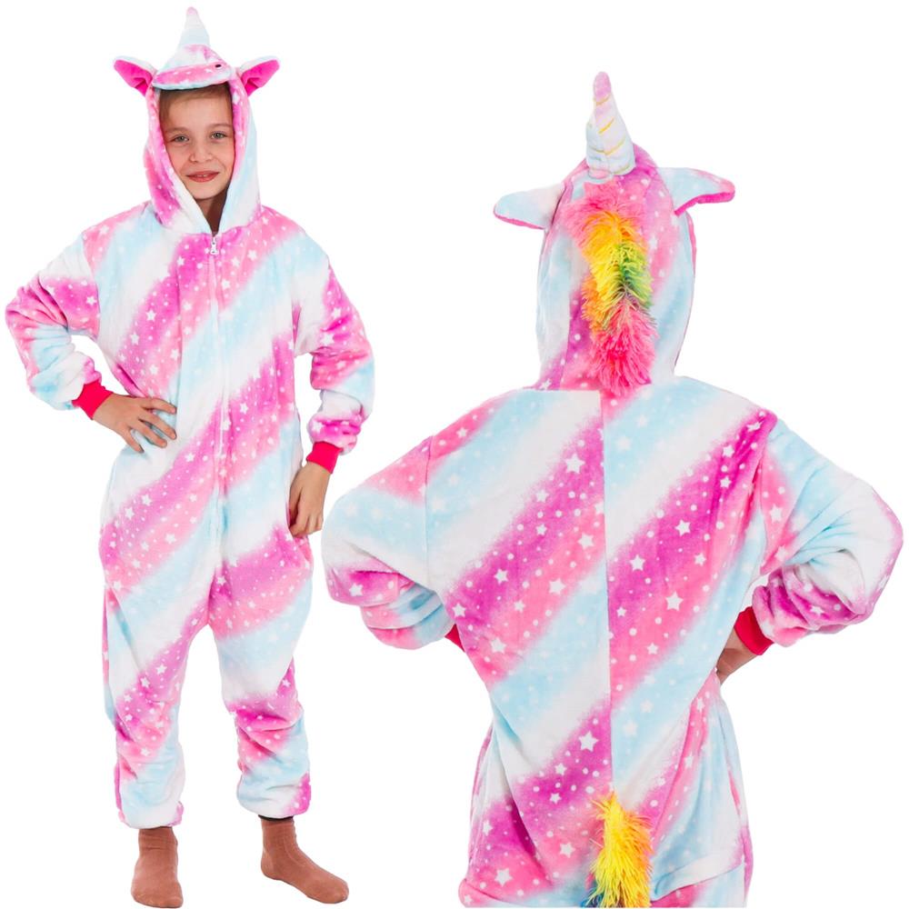 Pijama salopeta unicorn pentru copii, pufoasa, 130-140 cm