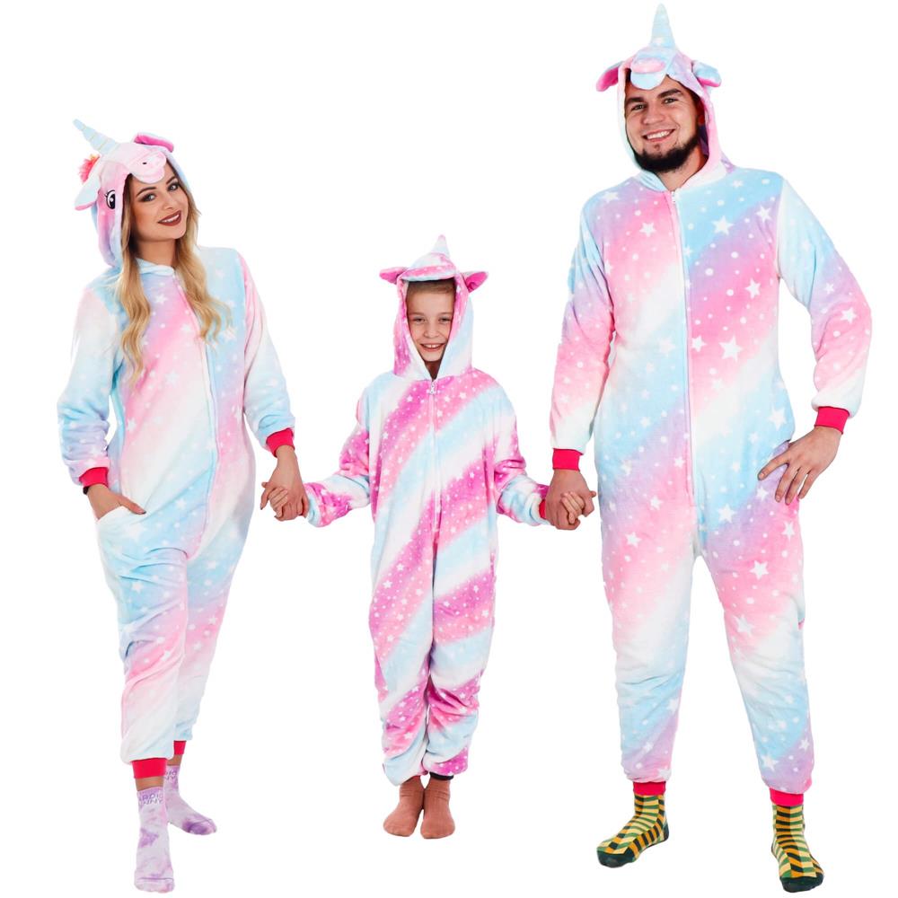 Pijama salopeta unicorn pentru copii, pufoasa, 130-140 cm