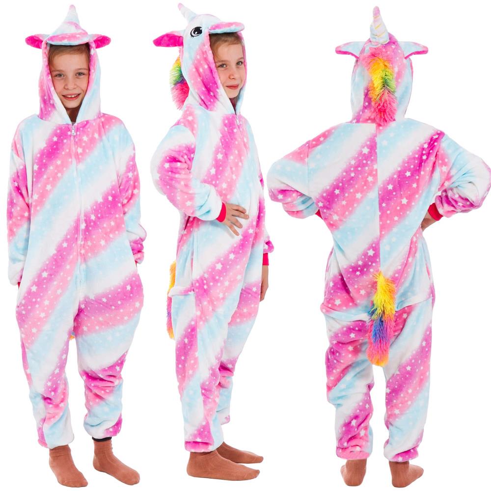 Pijama salopeta unicorn pentru copii, pufoasa, 130-140 cm