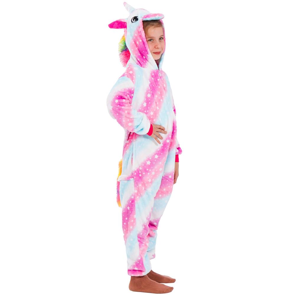 Pijama salopeta unicorn pentru copii, pufoasa, 130-140 cm