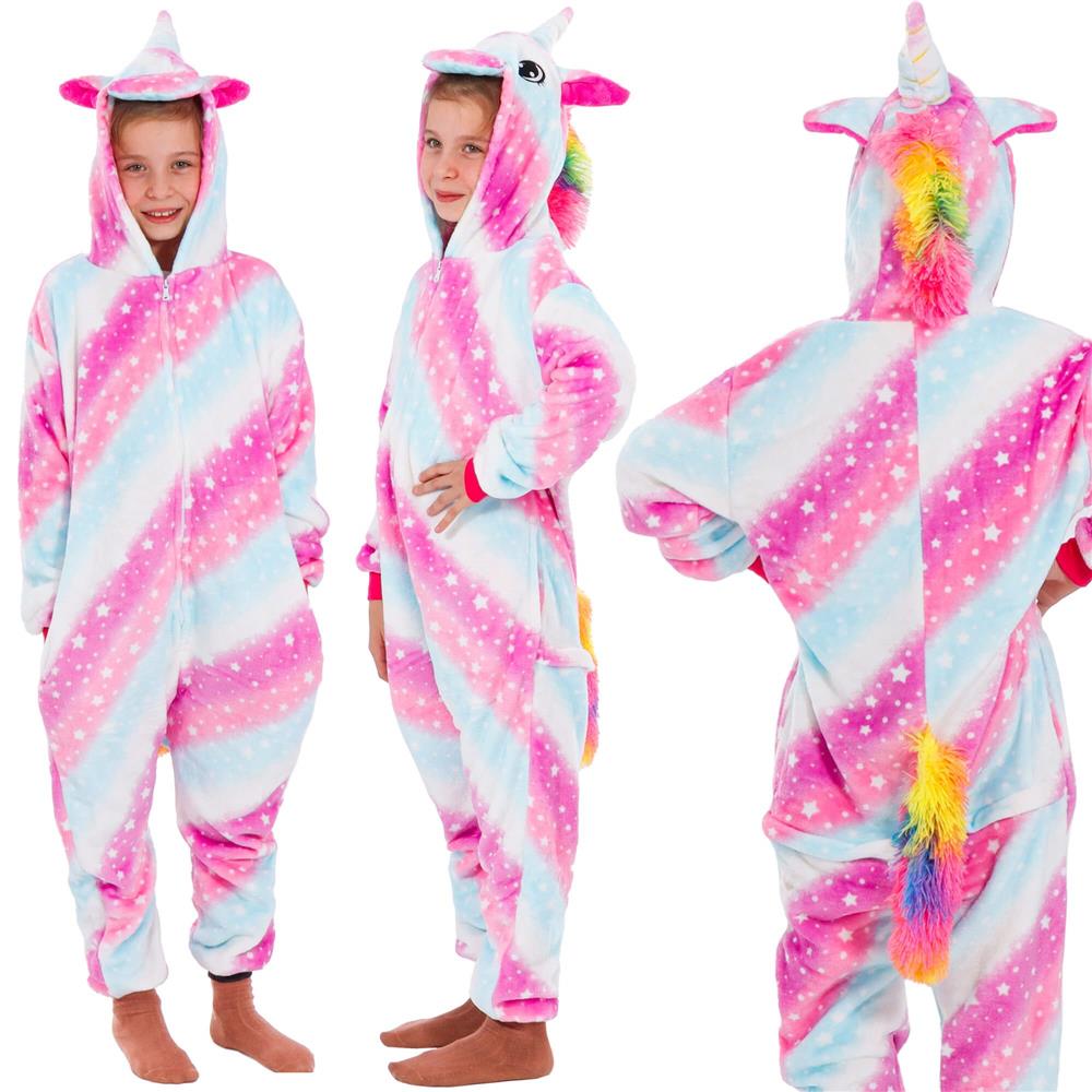 Pijama salopeta unicorn pentru copii, pufoasa, 130-140 cm