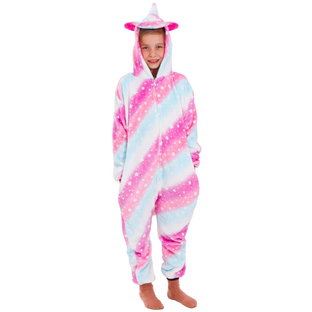 Pijama salopeta unicorn pentru copii, pufoasa, 130-140 cm