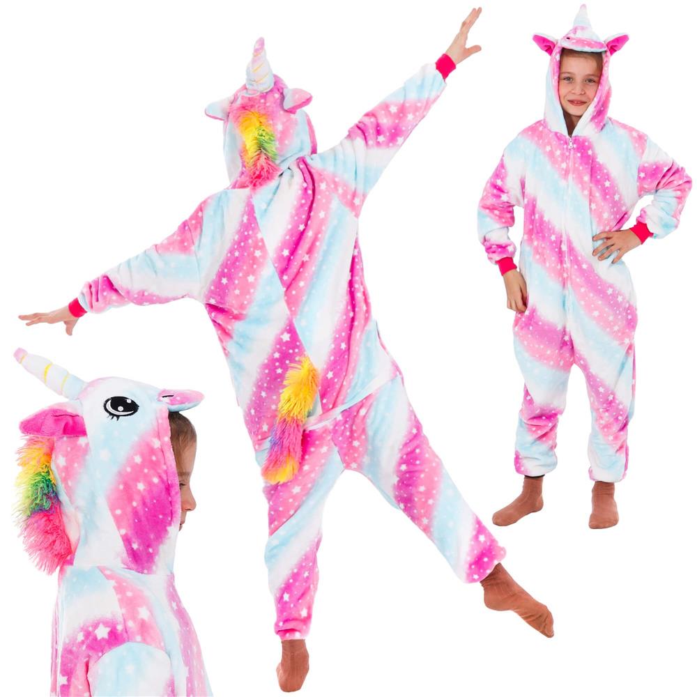 Pijama salopeta unicorn pentru copii, pufoasa, 130-140 cm