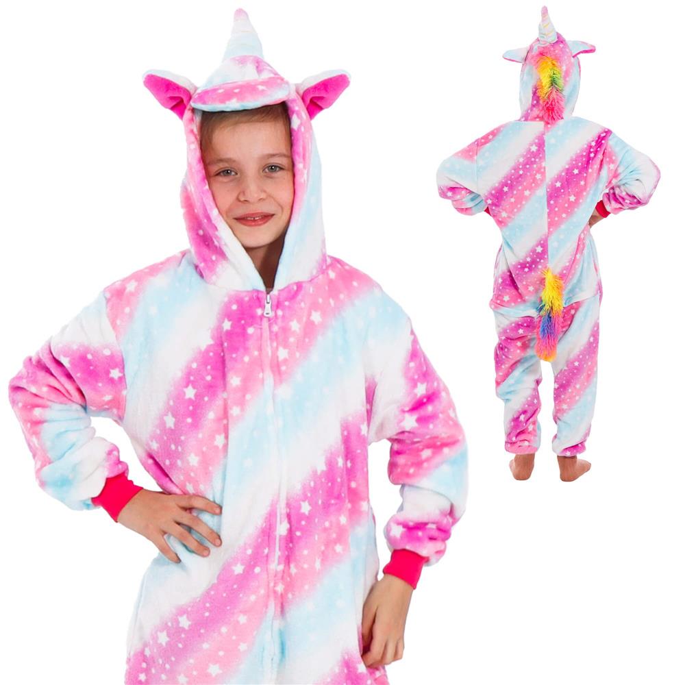 Pijama salopeta unicorn pentru copii, pufoasa, 130-140 cm