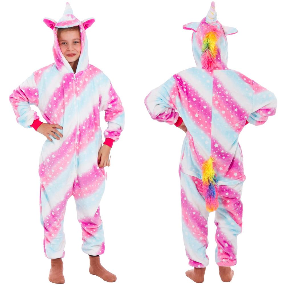 Pijama salopeta unicorn pentru copii, pufoasa, 130-140 cm
