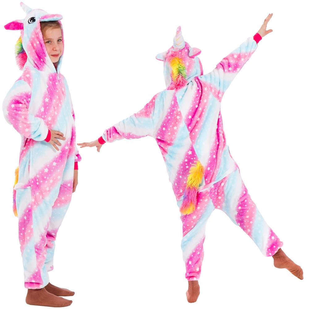 Pijama salopeta unicorn pentru copii, pufoasa, 130-140 cm
